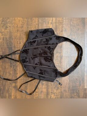 Black Floral Velvet Corset Top